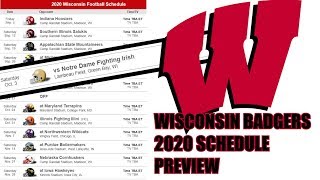 WISCONSIN BADGERS 2020 FOOTBALL SCHEDULE PREVIEW