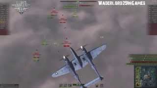 World of Warplanes gameplay - P-38F, Bf 109E, MiG-3 vs. 3x Spitfire I