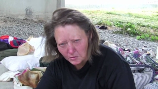 Atlanta homeless woman is dying under this bridge.