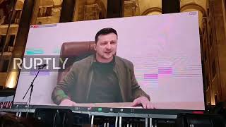 Georgia: Zelensky addresses protesters during rally in Tbilisi