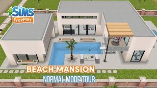 Sims Freeplay Modern House Design and House Tour | Beach Mansion in Normal Mode