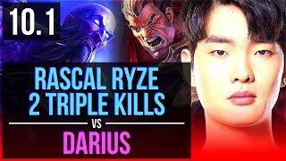 Rascal RYZE vs DARIUS (TOP) | 2 Triple Kills, Dominating | Korea Grandmaster | v10.1