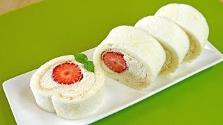 Strawberry Milky White Swiss Roll Cake Recipe 苺まっしろロールケーキ レシピ どこを切っても苺 ミルキーなクリーム
