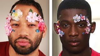 Men Try Bizarre Runway Makeup Looks For A Day