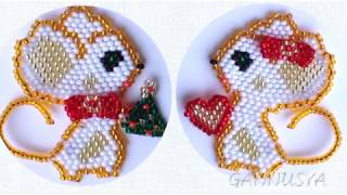 Мишка 2020 / КИРПИЧНОЕ ПЛЕТЕНИЕ Мышь из бисера / Beaded Mouse