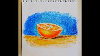 Апельсин.  Рисовать. Масляная  пастель.  Orange. Draw. The oil pastel.