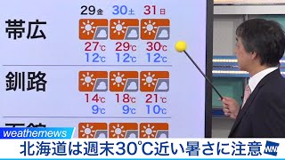 北海道は週末30℃近い暑さに注意　ウェザーニュース