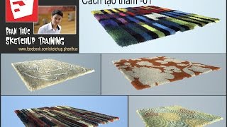 SketchUp Tutorial: How to create a fur carpet with Sketchup + Vray - Tạo thảm lông