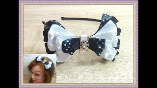 Школьный ободок. Канзаши/ МК/ DIY Kanzashi. Обруч с бантом