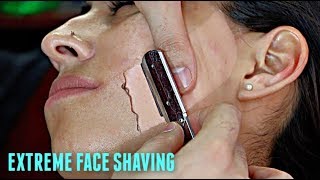 SHAVING A LATINA WOMAN’S FACE V.6! *EXTREMELY HAIRY* Straight Razor Tutorial HD!