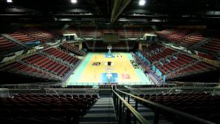 Basketball court set up timelaps at GCCEC