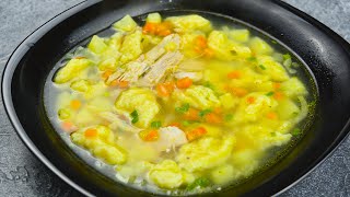 Всегда хочется добавки! Куриный суп с галушками - легкий и вкусный рецепт!