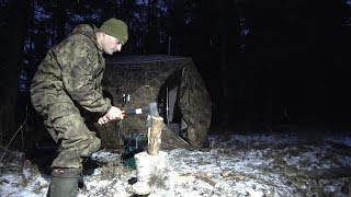 Первый лед 2019. Ночевка в лесу в палатке Берег. Душевный отдых в лесу.
