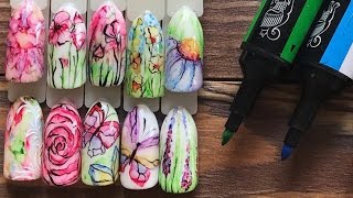 Маркерная техника! Экспресс дизайн за 30 секунд на ногтях! Прямая трансляция по маникюру! [ЗАПИСЬ]