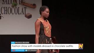 Fashion show with models dressed in chocolate outfits