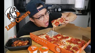 LITTLE CAESARS CHEESY PIZZA & WINGS MUKBANG + STORYTIME