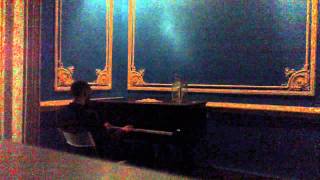 John Smith plays the grand piano in the Blue Room