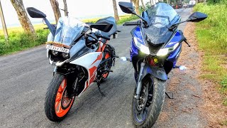 KTM RC 200 VS Yamaha R15 Version 3 Racing  &  Sound Test