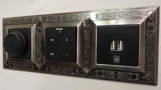 Рамка коллекции Granada, цвет Antique Silver с чёрным цветом, USB розетка