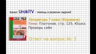 Вопрос №3 Платонов. Юшка. Проверь себя — Литература 7 класс (Коровина В.Я.)