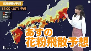 【3月6日(日)の花粉飛散予想】関東で”非常に多い”予想 西日本も対策を