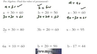 Algebra Basic - Find the value of pronumerals