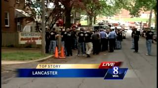 Injured Lancaster firefighter returns home