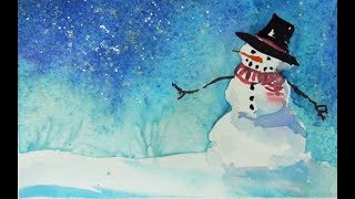 Watercolor for Kids - Snowman