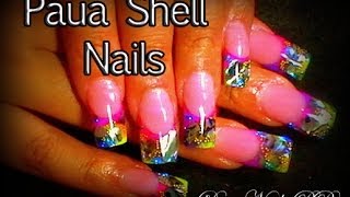 Paua Shell Acrylic Nail Design- Pinky Paua