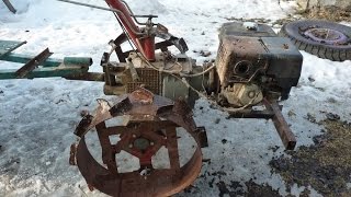 Мотоблок grasshopper на грунтозацепах МТЗ по мокрому снегу