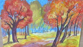 Как нарисовать осень гуашью Как нарисовать пейзаж | Art School