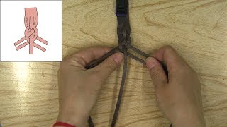 Плоское плетение из пяти кожаных полос. Третий вариант.
