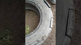 Резка шин для огорода, Cutting tires for the garden