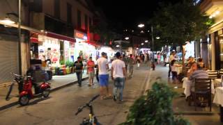 Izmir Cesme Merkez - View of the shopping street at night (HD)