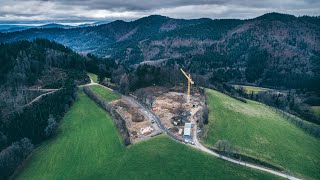 Baudokumentation | Aushub, Verbau und erster Baukran | Luisenhöhe Gesundheitsresort Schwarzwald