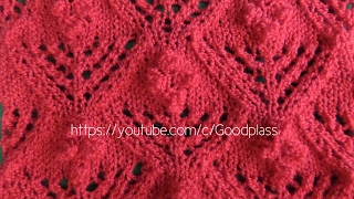 Вязание узора с шишечками спицами "Волшебные цветы". Knitting(Hobby).