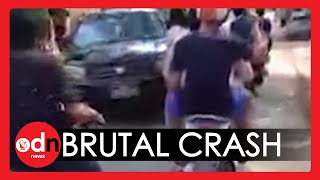 Shocking Moment Myanmar Protesters on Motorcycles Are RAMMED By Security Forces