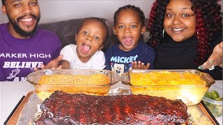 BBQ RIBS MUKBANG + SQUASH CASSEROLE RECIPE