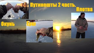 Зимняя рыбалка в Путинештах Окунь Ерш Плотва. 2 часть