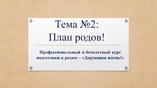 Курс подготовки к родам "Дарующая жизнь!" Тема №2 "План родов. Минусы и плюсы."