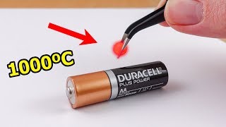EXPERIMENT: Glowing 1000 Degree mini METAL BALL vs BATTERY