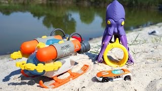 Подводный батискаф с машинкой и осьминогом. Игрушки для воды. Matchbox. Обзор игрушек для детей