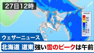 北海道、道東エリア　強い雪のピークは午前