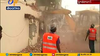 GHMC Footpath illegal Structures Demolition Continues in Hyderabad