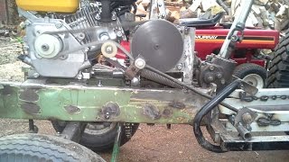 how v-belt clutch works / my little homemade garden tractor part5