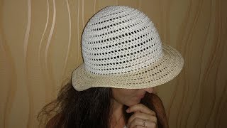 Летняя панамка крючком для девушек-вязаная шапочка#мастер класс#