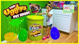 World's Biggest Surprise Egg Trash Can Toy Surprises | Ugglys Pets TrashPack Garbage Truck Kid Video