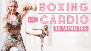 BOXING Cardio with WEIGHTS | 30 Minute Home Workout | Rebecca Louise
