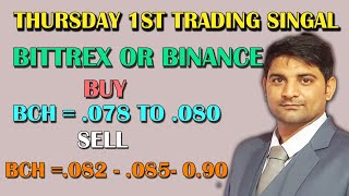 Thursday 1 trading signal..buy bch Bittrex or binance