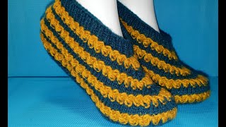 #417. ТАПОЧКИ НА ДВУХ СПИЦАХ. ОЧЕНЬ КРАСИВО И ТЕПЛО. МАСТЕР КЛАСС.  Knitted slippers. Master class